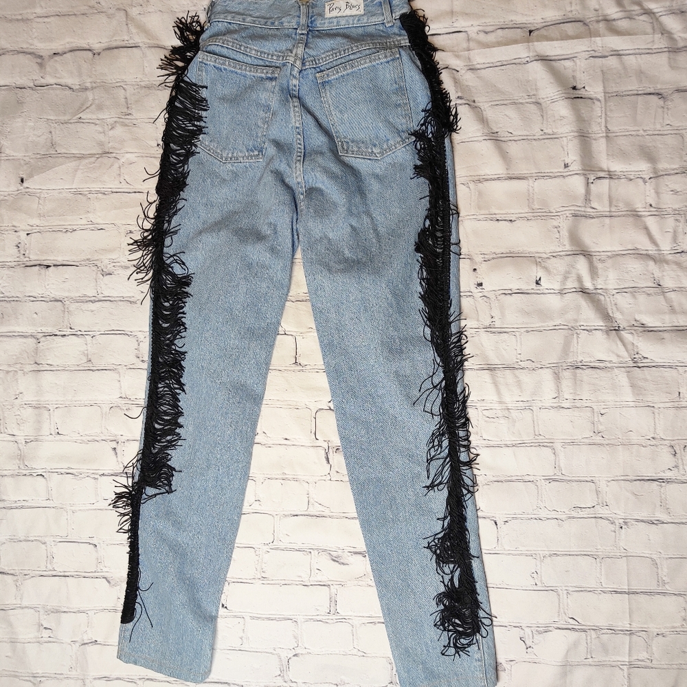 Paris Blues Vintage Fringe High Waisted Jeans - Picture 2 of 10